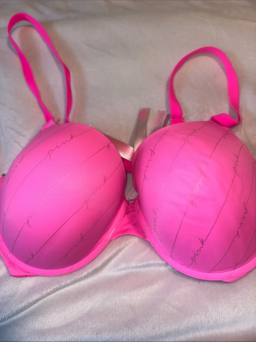 Neon pink Victoria’s Secret bra 38 double D